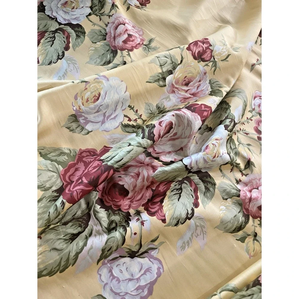 Ralph Lauren Vtg Home Decor‎ Fabric Kathleen Yellow Cabbage Roses By The Yard